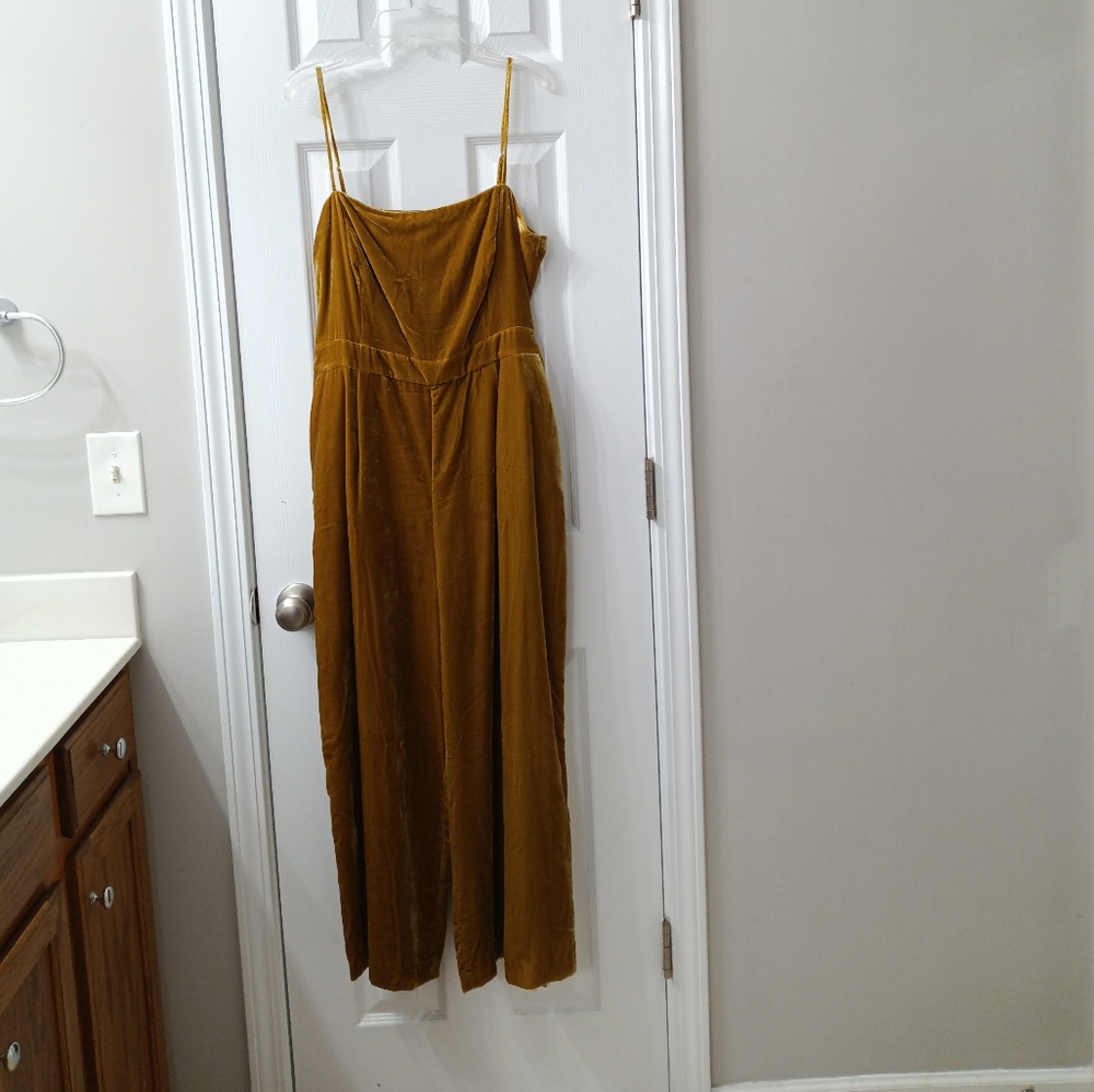 J.Crew Women Mustard Velvet Jumpsuit